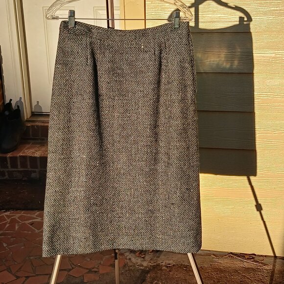 Vintage 1950s Black & White Wool Tweed Skirt Suit with Black Fox Fur Collar EUC - Picture 12 of 16